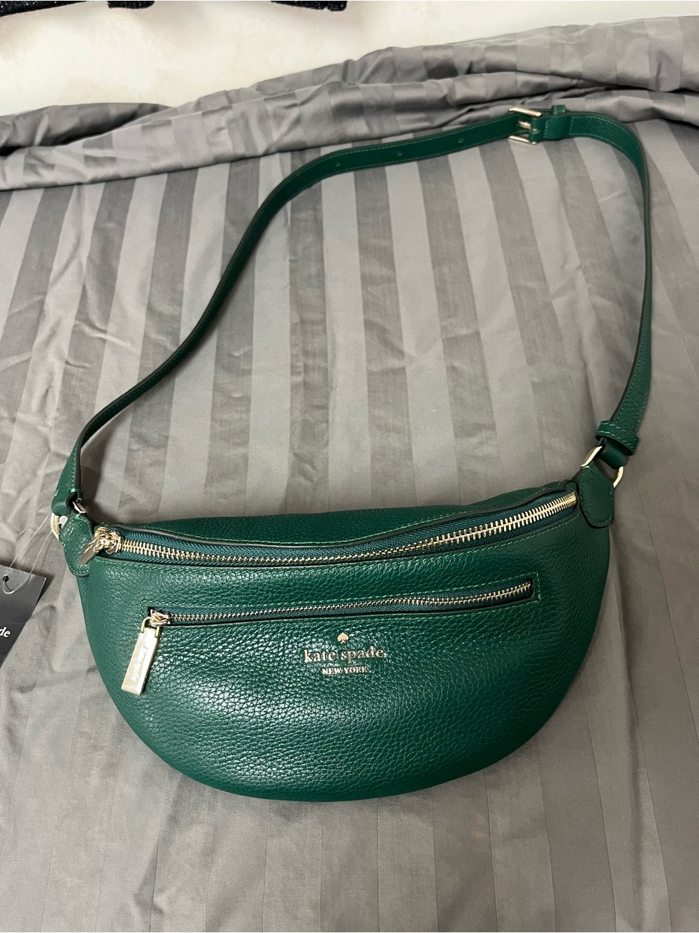 kate spade Emerald Green Pebbled Leather Crossbody Belt Bag